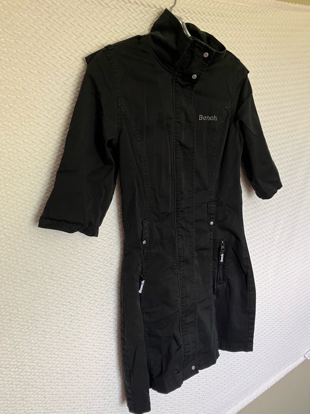 Bench Black Full Zip Mock Neck Short-Sleeve Cotton Jacket Dress Women’s Small - Picture 5 of 14